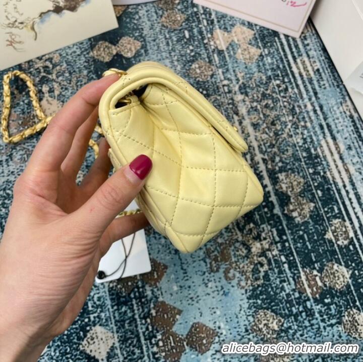 Inexpensive Chanel MINI Flap Bag Original Sheepskin Leather 1115 light yellow