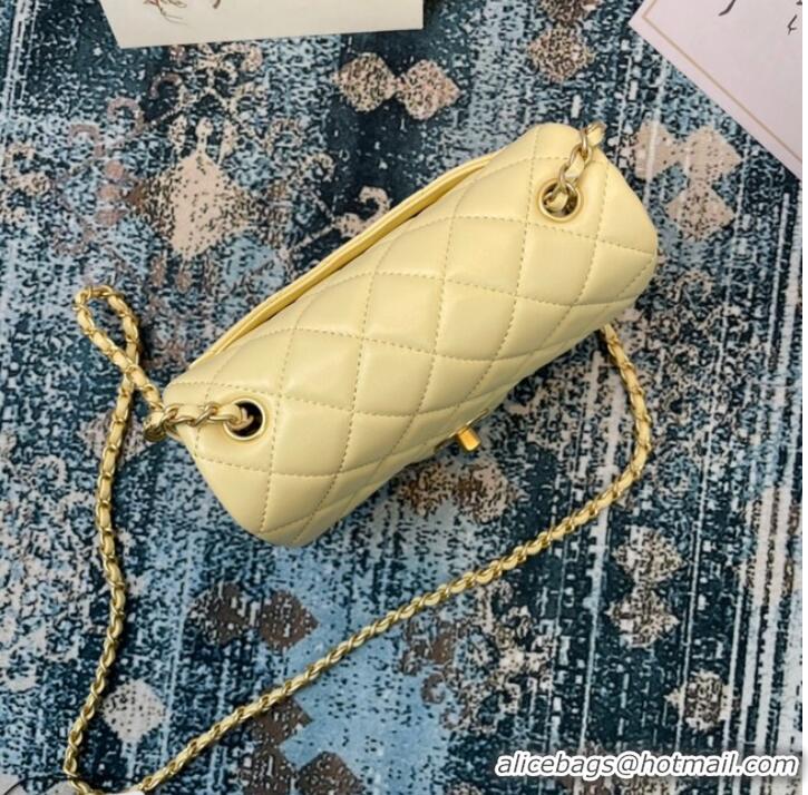 Inexpensive Chanel MINI Flap Bag Original Sheepskin Leather 1115 light yellow