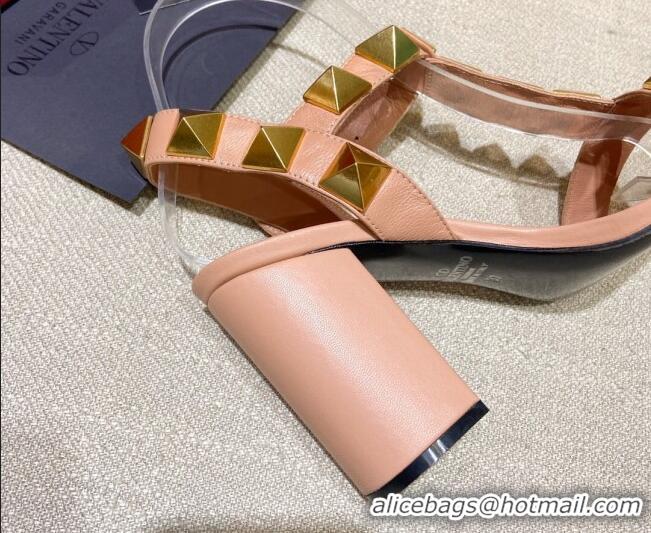 Fashion Valentino Roman Stud Calfskin Sandals 9cm 021664 Nude