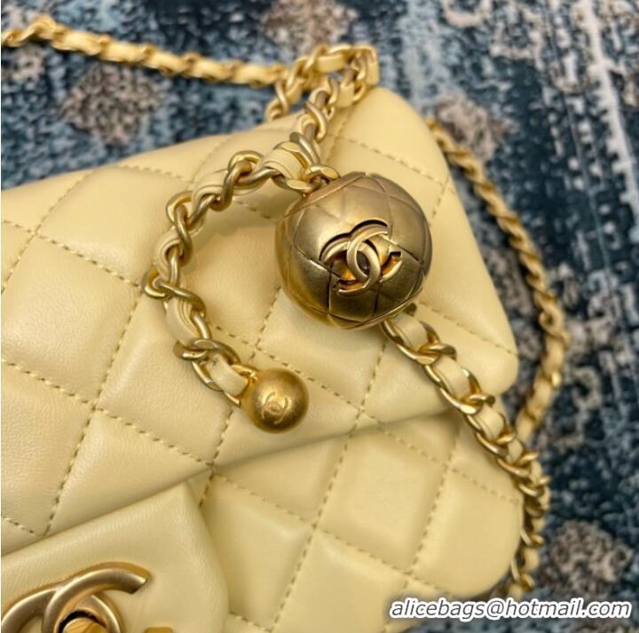 Hot Sell Cheap Chanel MINI Flap Bag Original Sheepskin Leather 1116 light yellow