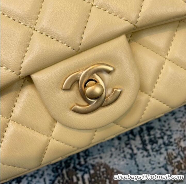 Hot Sell Cheap Chanel MINI Flap Bag Original Sheepskin Leather 1116 light yellow