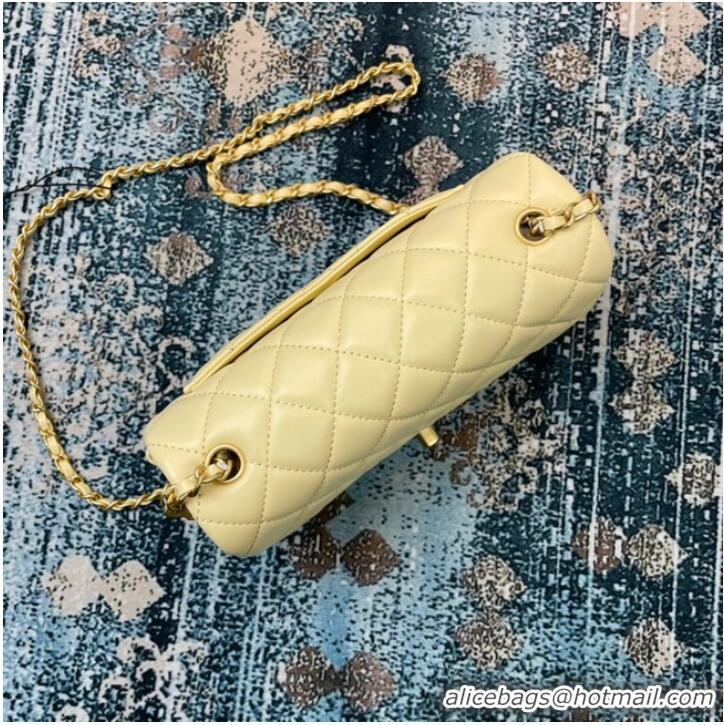 Hot Sell Cheap Chanel MINI Flap Bag Original Sheepskin Leather 1116 light yellow