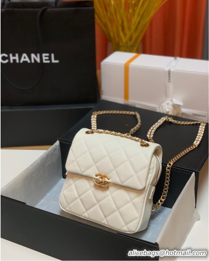 Discount Chanel Grained Calfskin Backpack Original Leather AS3108 white