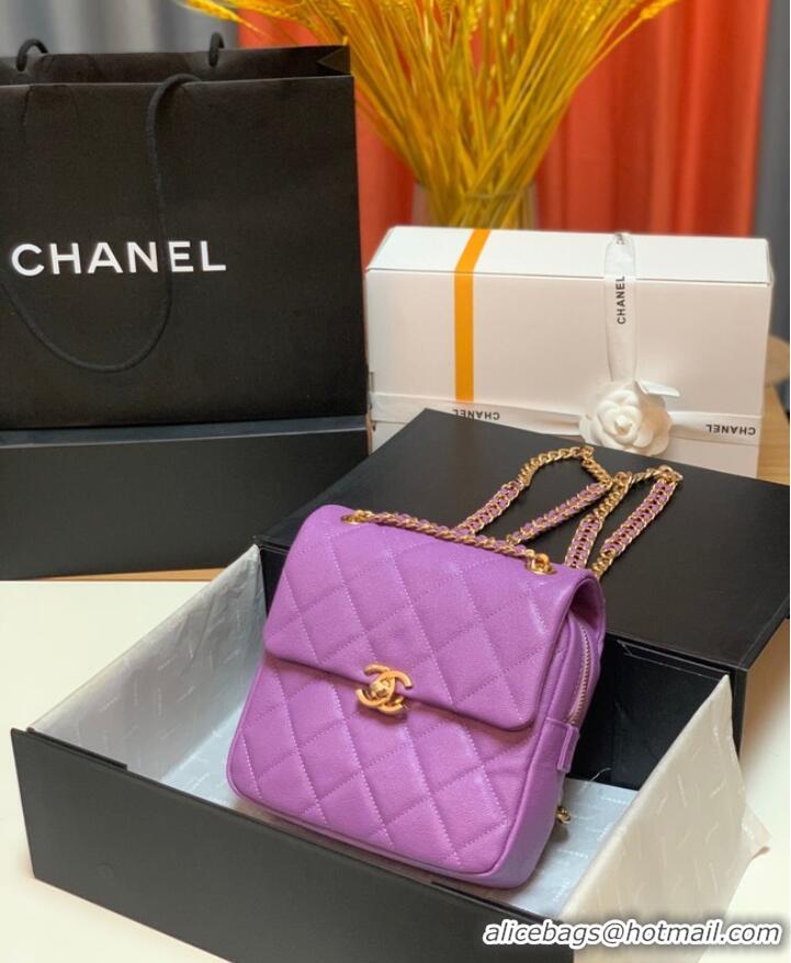 Discount Chanel Grained Calfskin Backpack Original Leather AS3108 Lavender