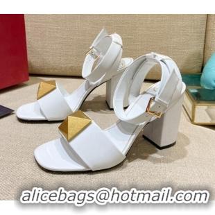 Cheapest Valentino One Stud Lambskin Sandals 9cm 021671 White