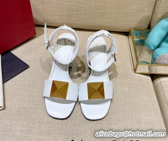 Cheapest Valentino One Stud Lambskin Sandals 9cm 021671 White