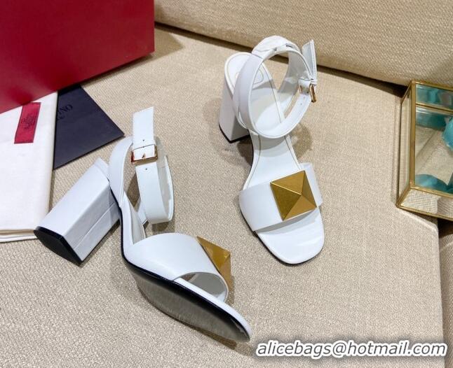 Cheapest Valentino One Stud Lambskin Sandals 9cm 021671 White