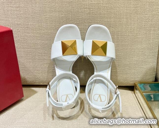 Cheapest Valentino One Stud Lambskin Sandals 9cm 021671 White