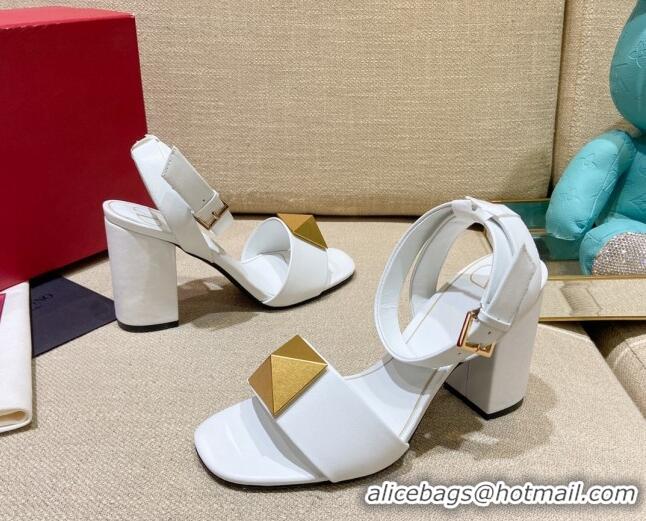 Cheapest Valentino One Stud Lambskin Sandals 9cm 021671 White