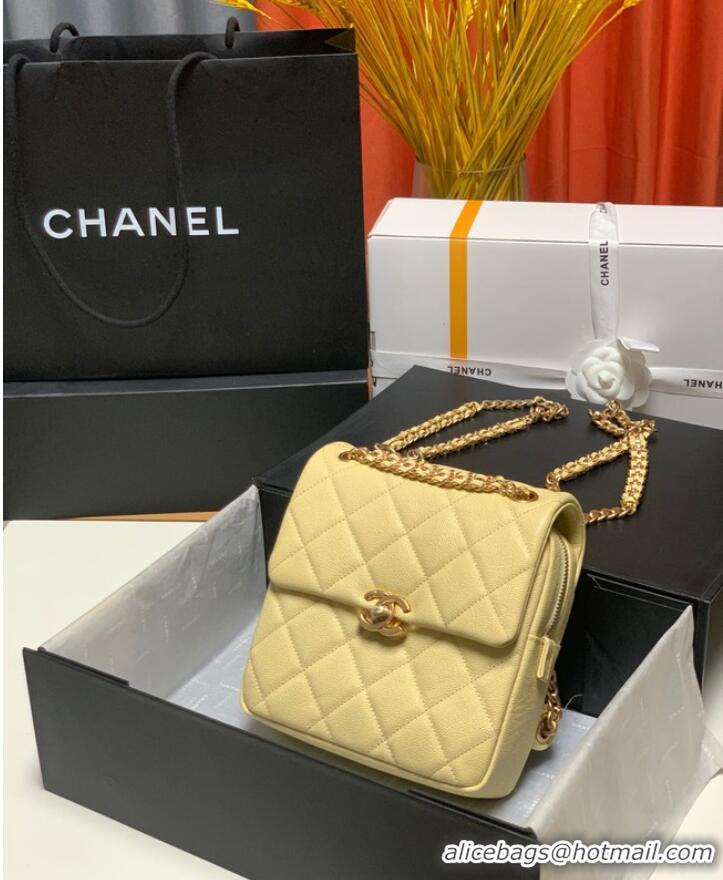 Discount Chanel Grained Calfskin Backpack Original Leather AS3108 yellow