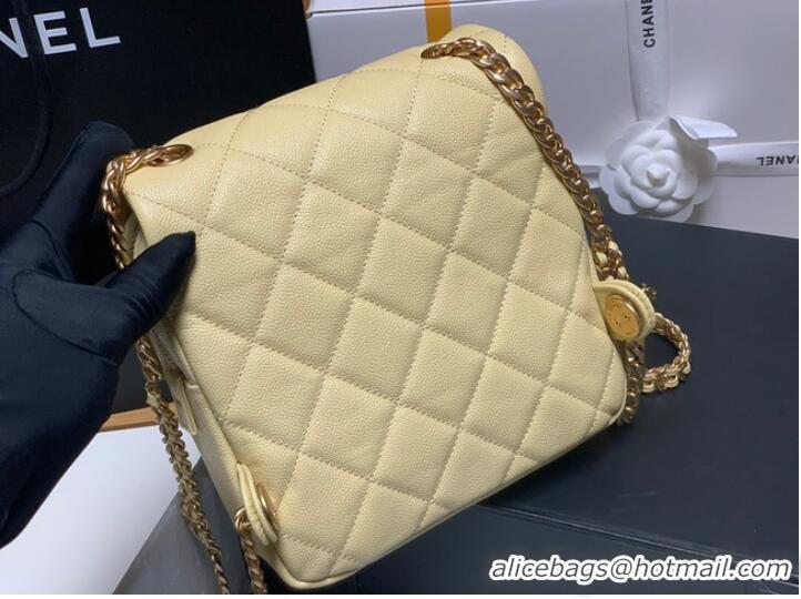 Discount Chanel Grained Calfskin Backpack Original Leather AS3108 yellow