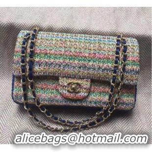 Top Grade CHANEL Tweed Braided Calfskin & Gold-Tone Metal 1112 Multicolor&Blue