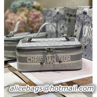 Popular Style DIOR DIORTRAVEL VANITY CASE grey Dior Oblique Embroidery S5481VR