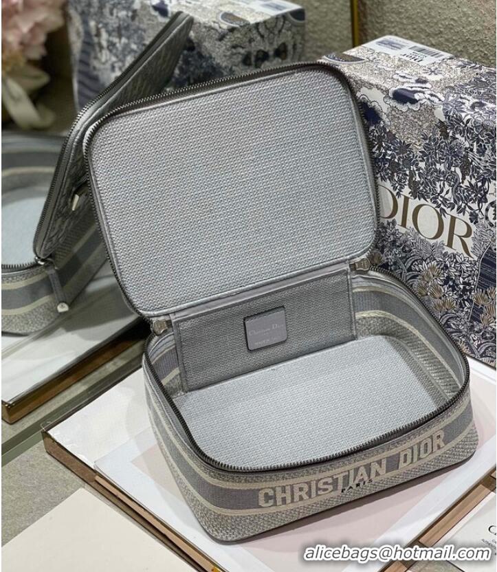 Popular Style DIOR DIORTRAVEL VANITY CASE grey Dior Oblique Embroidery S5481VR