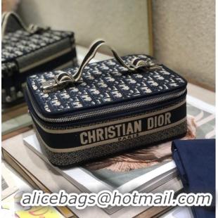 Inexpensive DIOR DIORTRAVEL VANITY CASE Dior Oblique Embroidery S5481VR dark blue