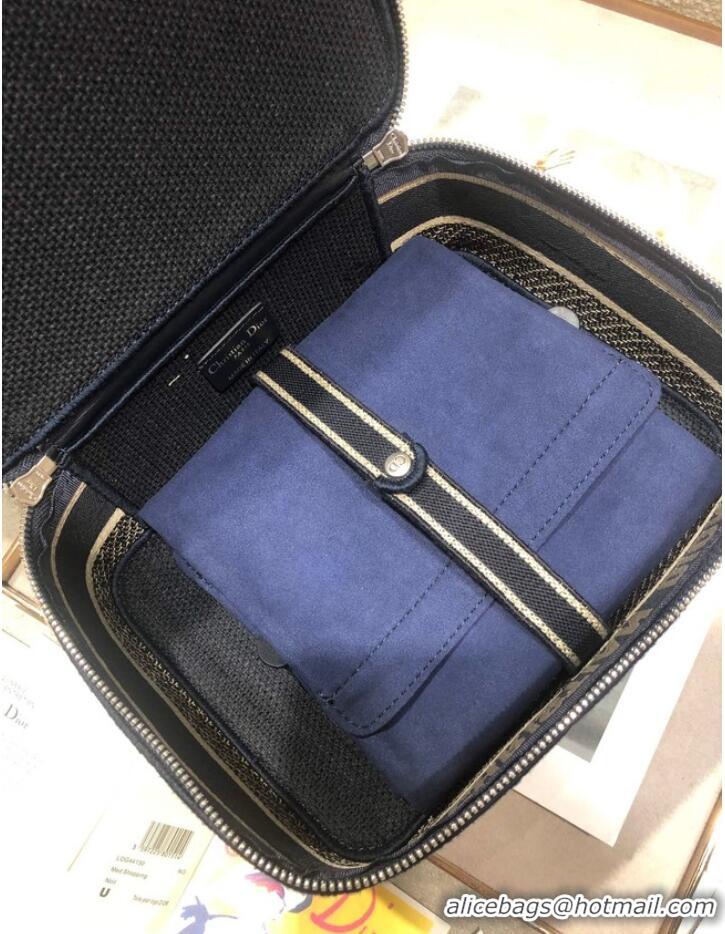 Inexpensive DIOR DIORTRAVEL VANITY CASE Dior Oblique Embroidery S5481VR dark blue