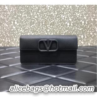 Top Grade VALENTINO GARAVANI Stud Sign Grained Calfskin Shoulder Bag 0093 black