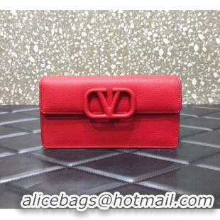 Buy Discount VALENTINO GARAVANI Stud Sign Grained Calfskin Shoulder Bag 0093 red