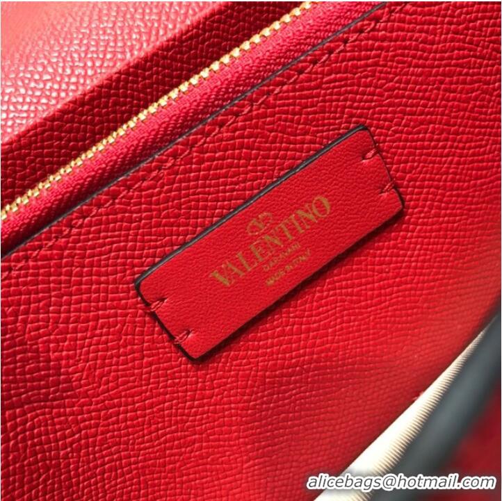 Buy Discount VALENTINO GARAVANI Stud Sign Grained Calfskin Shoulder Bag 0093 red