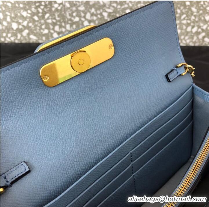 Top Quality VALENTINO GARAVANI Stud Sign Grained Calfskin Shoulder Bag 0093 blue