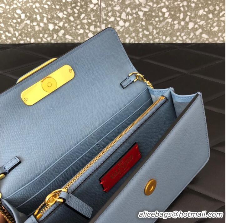 Top Quality VALENTINO GARAVANI Stud Sign Grained Calfskin Shoulder Bag 0093 blue