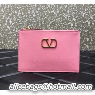 Well Crafted VALENTINO GARAVANI Stud Sign Grained Calfskin clutch bag 0620 pink