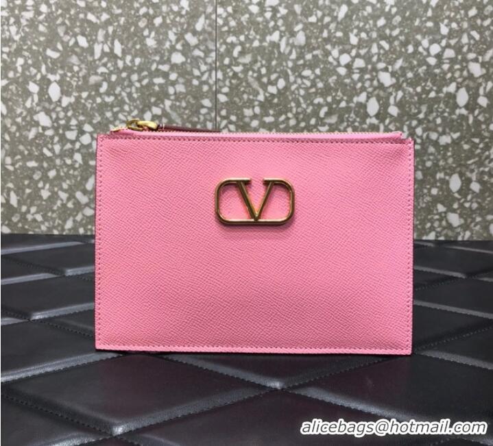 Well Crafted VALENTINO GARAVANI Stud Sign Grained Calfskin clutch bag 0620 pink