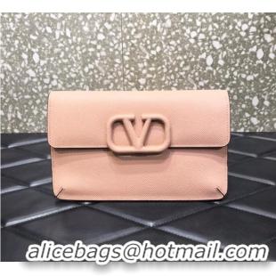 Good Product VALENTINO GARAVANI Stud Sign Grained Calfskin clutch bag 0650 pink