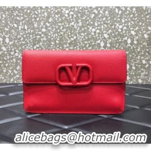 Promotional VALENTINO GARAVANI Stud Sign Grained Calfskin clutch bag 0650 red