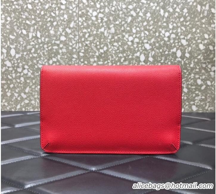 Promotional VALENTINO GARAVANI Stud Sign Grained Calfskin clutch bag 0650 red