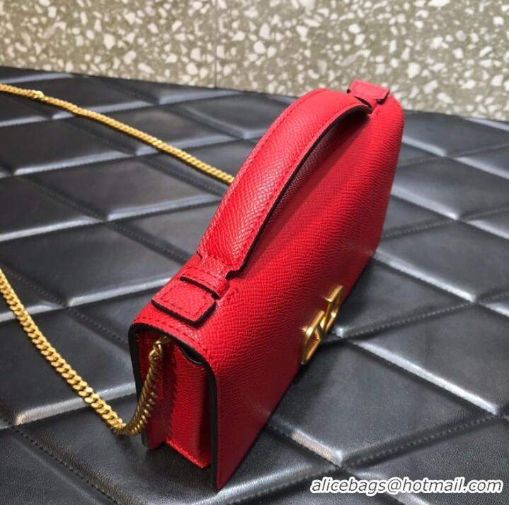 Classic VALENTINO GARAVANI Stud Sign Grained Calfskin Shoulder Bag 0680 red