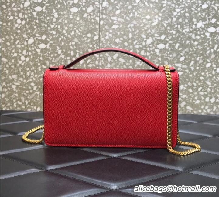 Classic VALENTINO GARAVANI Stud Sign Grained Calfskin Shoulder Bag 0680 red