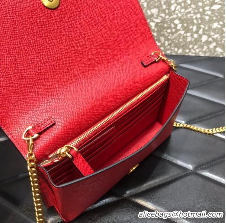 Classic VALENTINO GARAVANI Stud Sign Grained Calfskin Shoulder Bag 0680 red