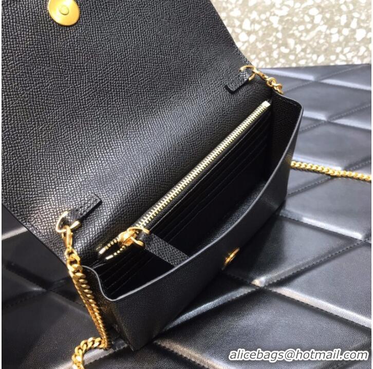 Famous Brand VALENTINO GARAVANI Stud Sign Grained Calfskin Shoulder Bag 0680 black