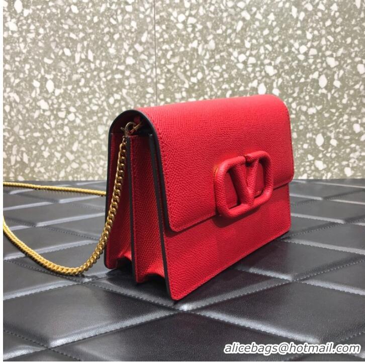 Well Crafted VALENTINO GARAVANI Stud Sign Grained Calfskin mini Shoulder Bag 0690 red