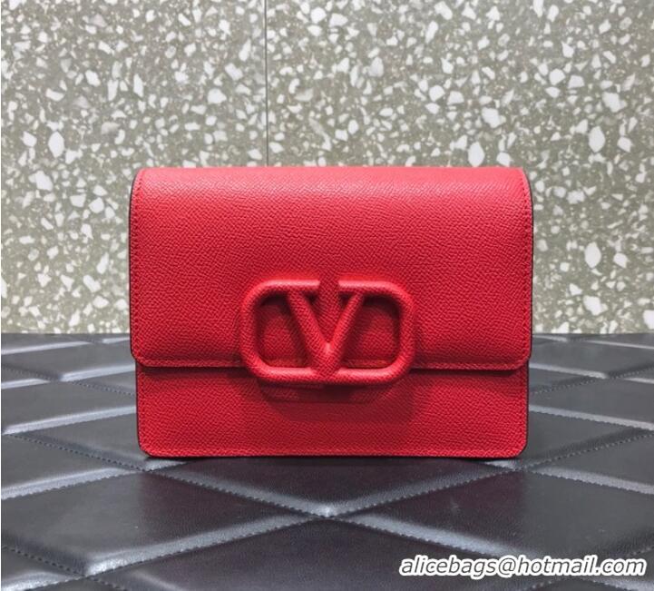 Well Crafted VALENTINO GARAVANI Stud Sign Grained Calfskin mini Shoulder Bag 0690 red