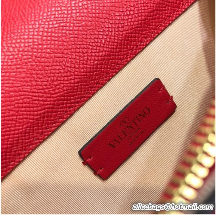 Well Crafted VALENTINO GARAVANI Stud Sign Grained Calfskin mini Shoulder Bag 0690 red