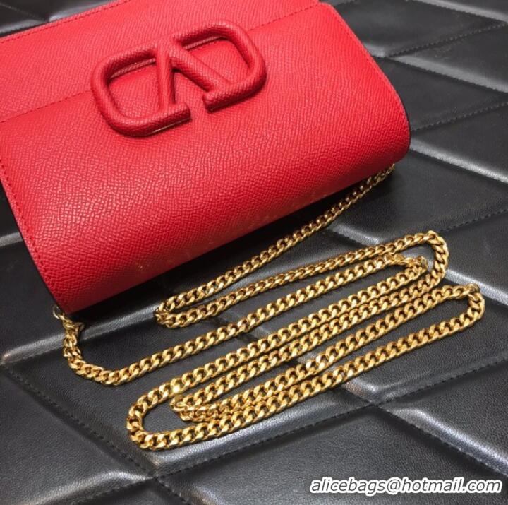 Well Crafted VALENTINO GARAVANI Stud Sign Grained Calfskin mini Shoulder Bag 0690 red