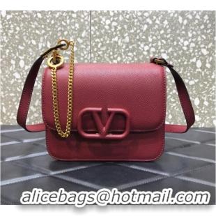 Good Looking VALENTINO GARAVANI Stud Sign Grained Calfskin Shoulder Bag 0808 Burgundy