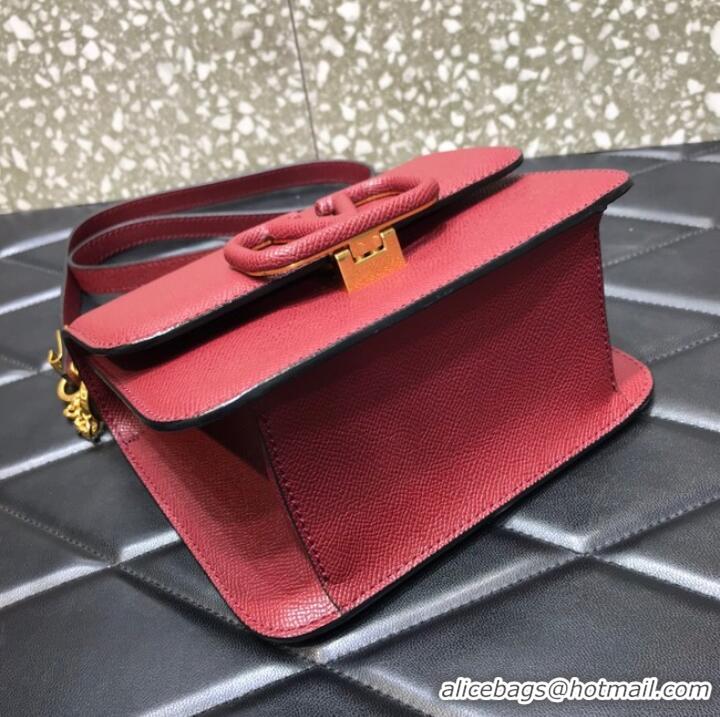 Good Looking VALENTINO GARAVANI Stud Sign Grained Calfskin Shoulder Bag 0808 Burgundy