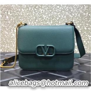 Top Discount VALENTINO GARAVANI Stud Sign Grained Calfskin Shoulder Bag 0808 blackish green