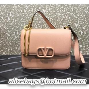 Famous Brand VALENTINO GARAVANI Stud Sign Grained Calfskin Shoulder Bag 0809 pink