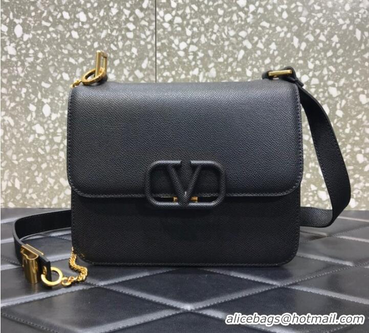 Top Quality VALENTINO GARAVANI Stud Sign Grained Calfskin Shoulder Bag 0809 black