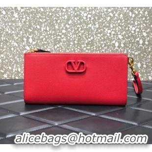 Well Crafted VALENTINO GARAVANI Stud Sign Grained Calfskin clutch bag 0600 red