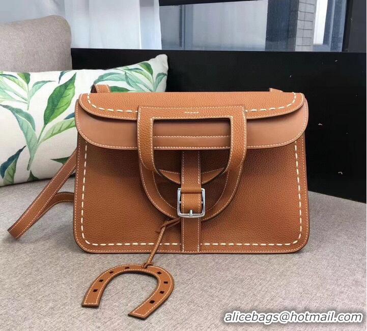 Promotional Hermes Halzan Togo Original Leather H3908 Brown