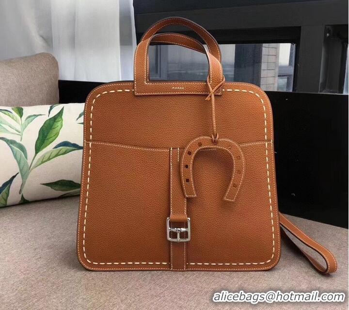 Promotional Hermes Halzan Togo Original Leather H3908 Brown