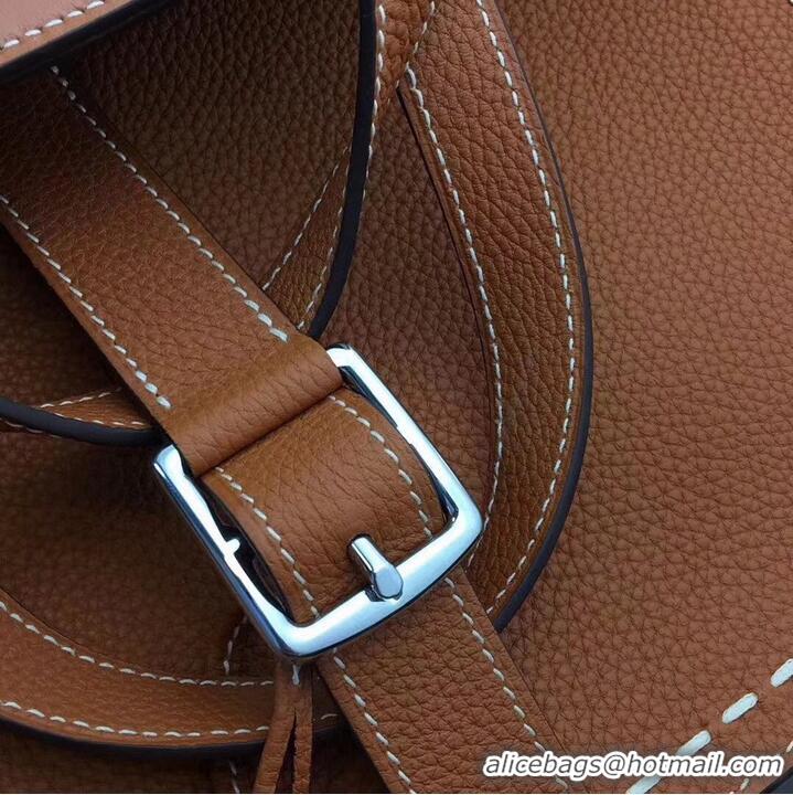 Promotional Hermes Halzan Togo Original Leather H3908 Brown