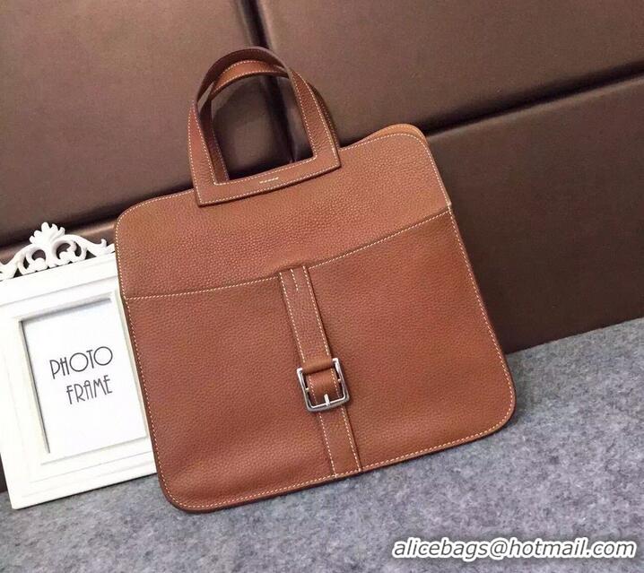 Market Sells Hermes Halzan Togo Original Leather H3909 Brown