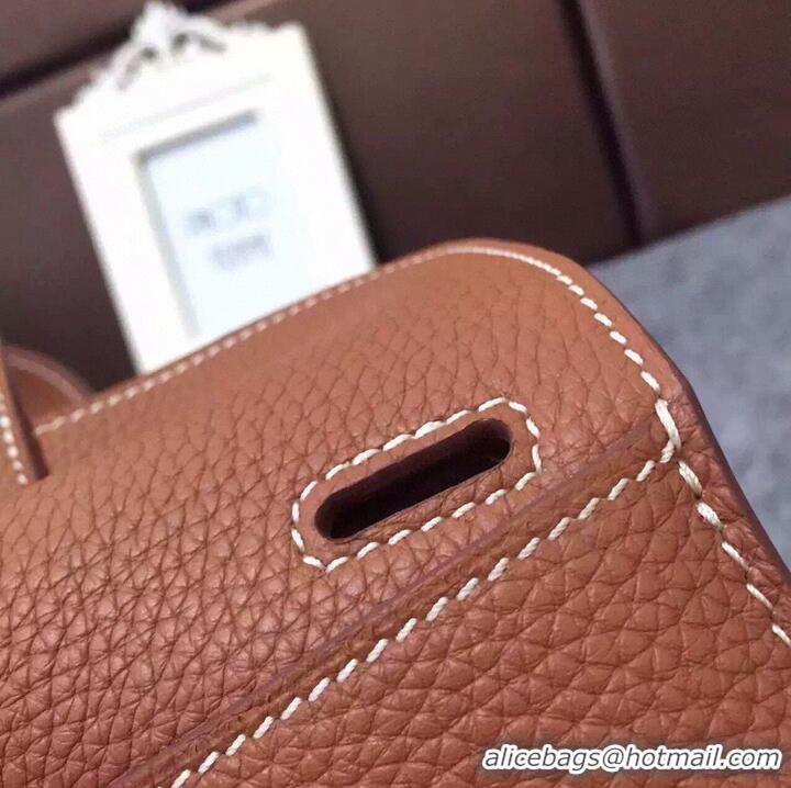 Market Sells Hermes Halzan Togo Original Leather H3909 Brown