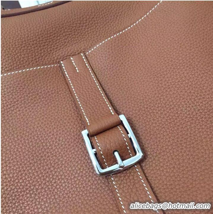 Market Sells Hermes Halzan Togo Original Leather H3909 Brown